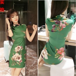 3393 sexy  retro style short sleeve cheongsam dress