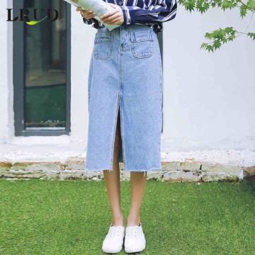 1818 high waist pocket denim half skirt