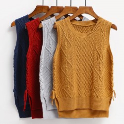6697 women's lacing knitted vest