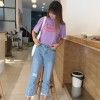 6609 wide leg preppy style denim nine points pants