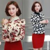 Autumn and winter new plus velvet thick jacket Korean chiffon shirt Slim shirt long sleeve lace shirt 9003