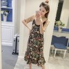 7167 # summer new women's eyelash lace stitching dress + knitted T-shirt two-piece