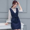 7082 # real shot Korean ladies chiffon blouse + strap dress two sets of fashion suit women