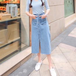 9001 high waist half denim skirt