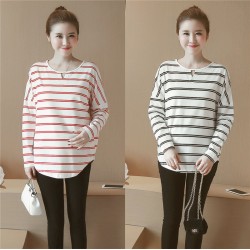 6681 long sleeve maternity cotton stripes T-shirt