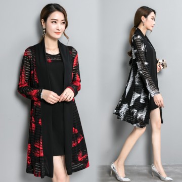 Real shot 2017 autumn and winter large size women's cardigan really two sets of loose fashion mother loaded large size dress 259