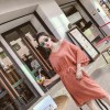 3523 real shot 2017 summer new Korean temperament V-neck loose speaker sleeves tie waist knit dress