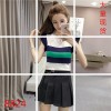 8824 Korean version stripes ice silk knitting tops