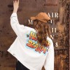 8652 letters print loose boyfriend style denim jacket