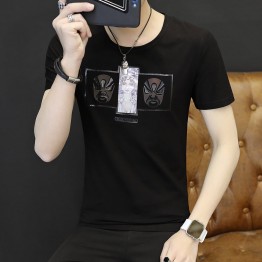 619 short-sleeved mask print Chinese style t-shirt 