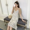 7166 knitting t-shirt with print chiffon dress