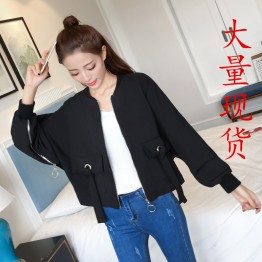 6151 lacing loose white bat sleeves short jacket