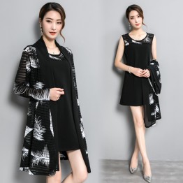 259 large size women's dress with cardigan