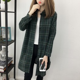 6419 Hong Kong style fresh plaid chiffon sunscreen chic shirt