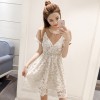 7191 Korean loose short sleeve T shirt with v neck lace dress