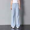 Real retro simple big wide leg jeans loose high waist washed light blue stitching trousers