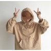 171 simple color loose hooded sweatshirt