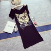 870 loose cartoon printing temperament off shoulder dress