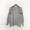 1079  lantern sleeves loose embroidery sweater