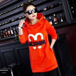 5339 thicken fleece long hooded sweatshirt