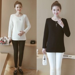6680 long sleeve maternity solid color T-shirt