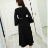 8816 seven points sleeve V collar retro Slim dress