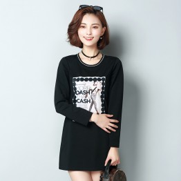 8089 Korean fashion pattern slim printed thickening woolen t-shirt 