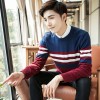 M842 Korean stripes round neck stretch men's sweaters