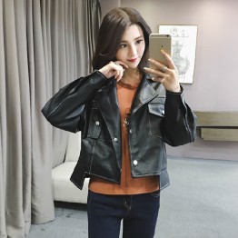 9946B slim handsome personality leather jacket