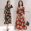 0921 long sleeve slim high waist V neck temperament long dress