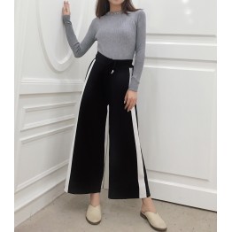 5559 elastic ice silk knitted wide leg pants