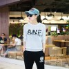 8092 round neck letters print sweatshirt with leisure sports pants