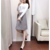 6621-1 bowtie knitted tops with lattice skirt