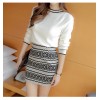 8443 autumn knit long sleeve sweater with tight hip skirt