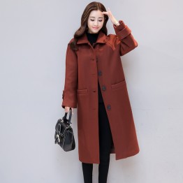 9055 Korean fashion thick wool long jacket