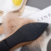 A1 ostrich fur pointed toe flattie