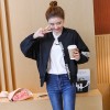 9901 stand letter zipper long sleeve loose short jacket