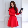 2622 autumn lace temperament high collar slim dress