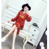 9100 letters hooded sweater with fish tail skirt