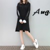 556 loose hooded fake two piece long sweatshirt