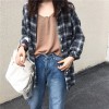 881 retro campus classic boyfriend style loose grid shirt