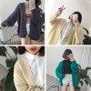 1013 Korea pure color thick rod needle long sweater cardigan