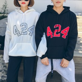 523 Korea ulzzang number 424 embroidery couple sweatshirt