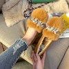 998-12 warm rabbit fur women's flat single shoes