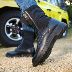 85575 frosted matte stitching thick round head tie men's boots
