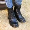 85575 frosted matte stitching thick round head tie men's boots