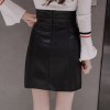 652 high waist PU leather tight hip skirt