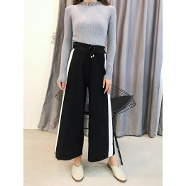 5559 elastic ice silk knitted wide leg pants