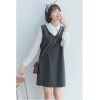 9965 V-neckline vest wool sleeveless dress + with white shirt