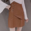 652 high waist PU leather tight hip skirt